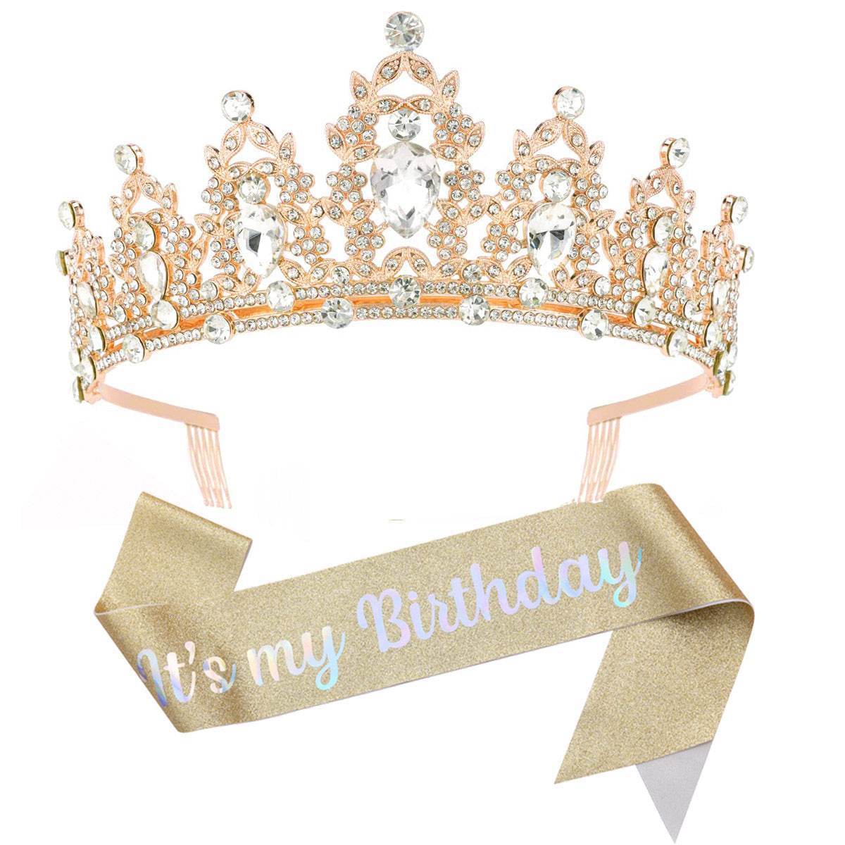 Damen Schwarz verzierte Tiara mit edlem Design Brehn
