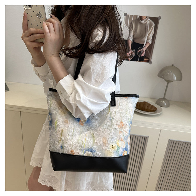 Künstlerische floral gestickte Tote-Bag Brehn