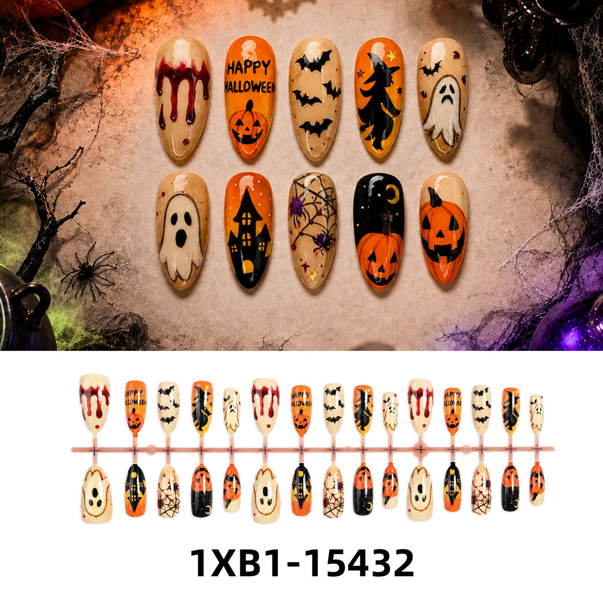 Kunstnagelset mit kreativen Halloween-Motiven Brehn