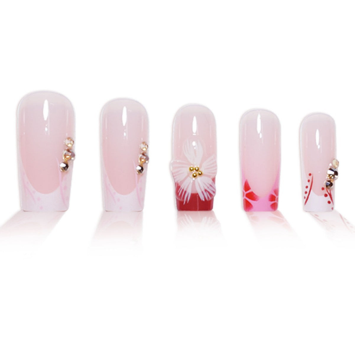 Elegante 3D Blumendekoration Press-On Nagelverlängerungen Brehn