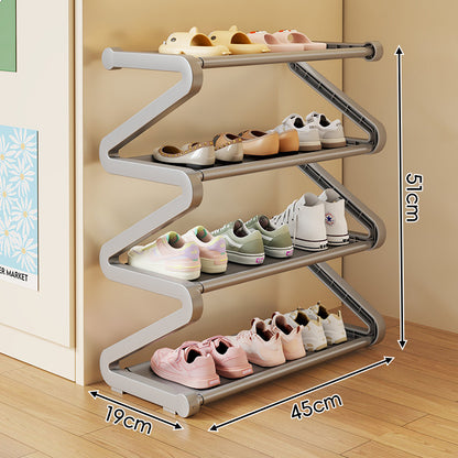 Kompakter Z-förmiger Multi-Tier platzsparender Schuhregalorganisator