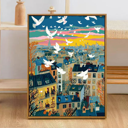 Bunte Stadt Skyline Kunstdruck Brehn