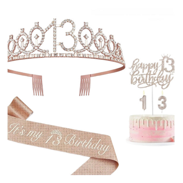 Damen Glitzernde 18. Geburtstagskrone mit festlichem Sash Brehn