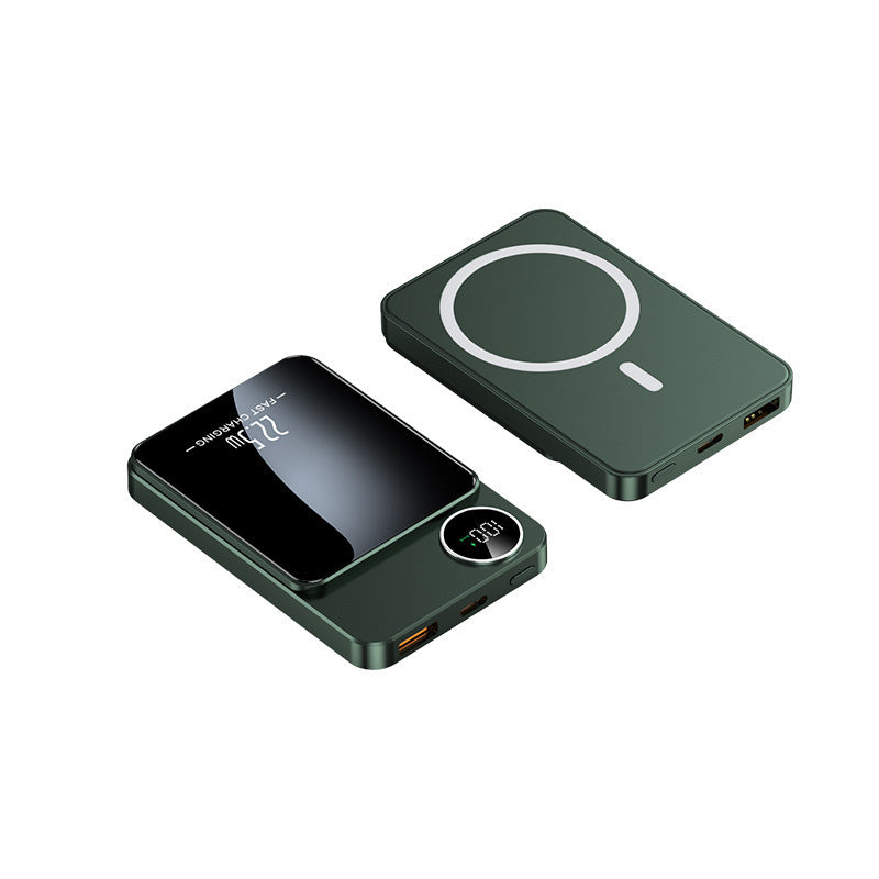 Slim Powerbank mit kabelloser Ladefunktion und digitaler Anzeige Brehn