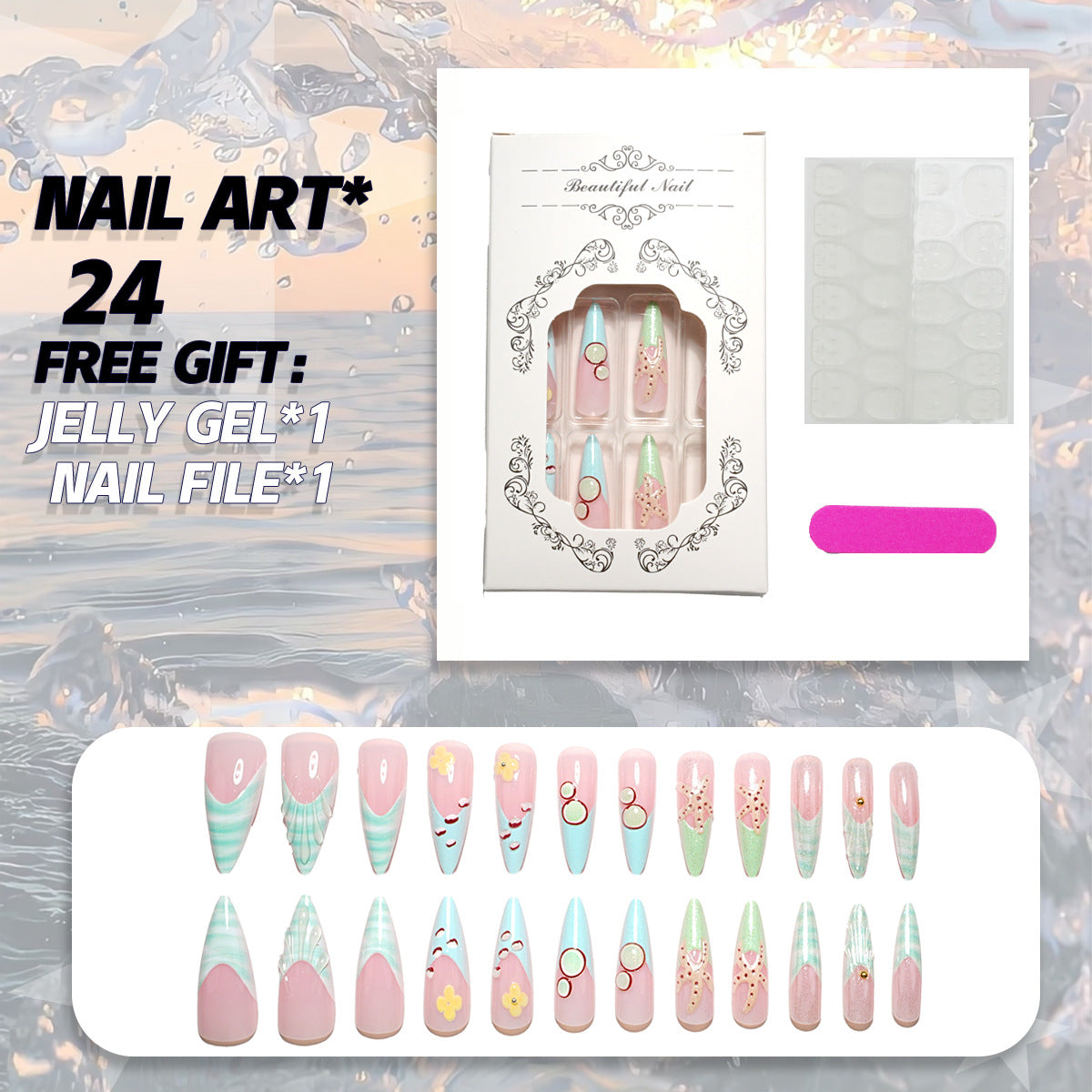 Kreatives Press-On Nagelkunstset mit Zubehör