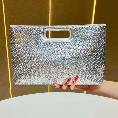 Strukturierte Metallic-Abend-Clutch