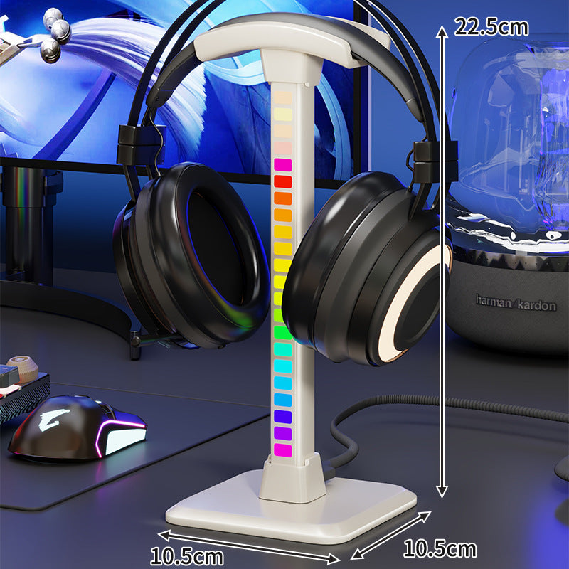 RGB LED Desktop Kopfhörerständer mit vertikaler Farbwechselbeleuchtung und gepolstertem Kopfteil