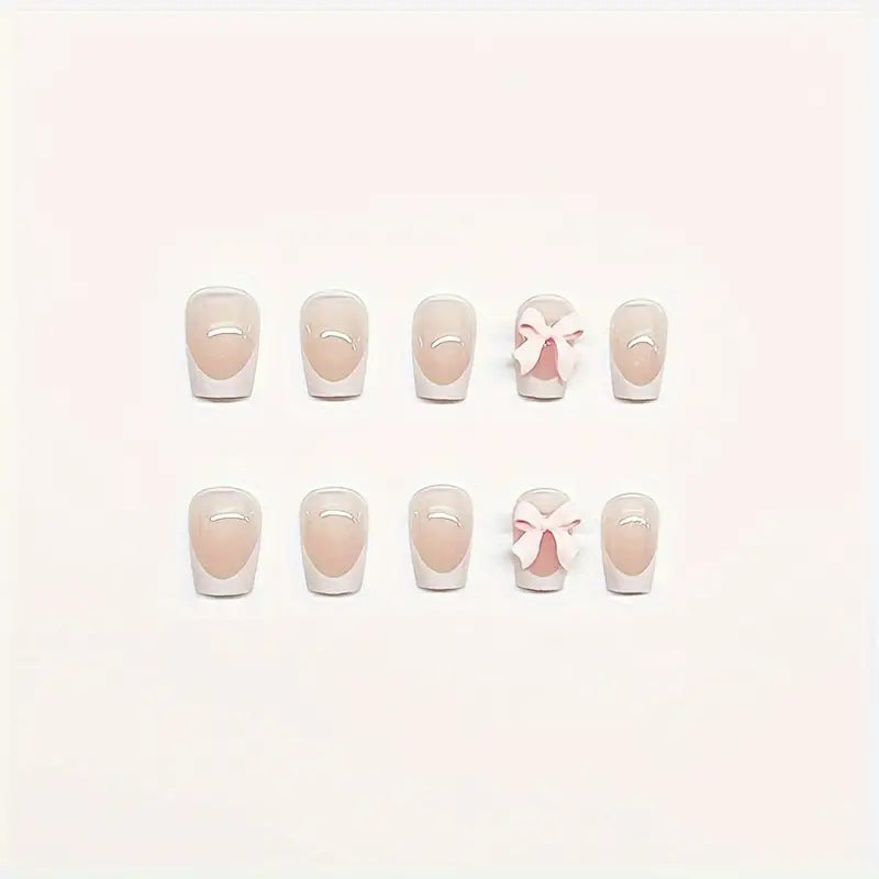 Charmante Schleifenverzierte Press-On Nagelkunst Brehn