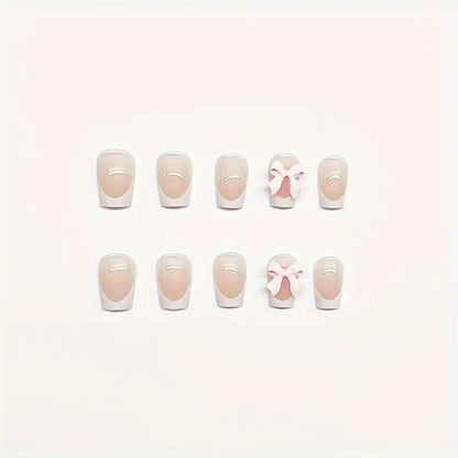 Charmante Schleifenverzierte Press-On Nagelkunst Brehn