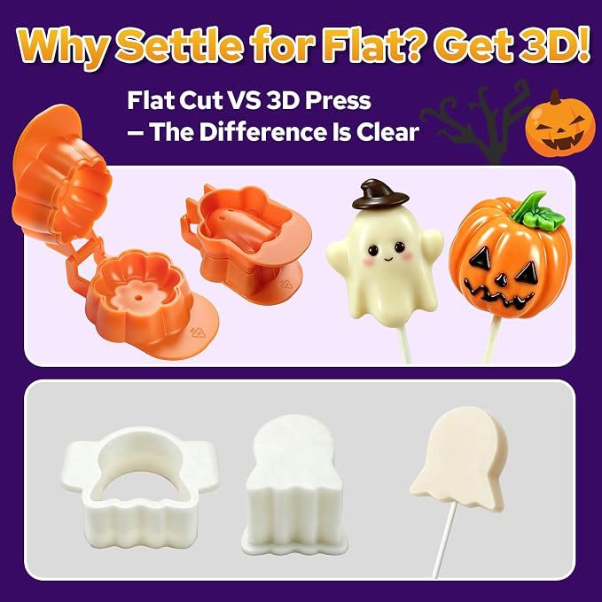 Halloween Cake‑Pop‑Formset mit Geister‑ und Kürbisform, Stäbchen & Deko‑Set