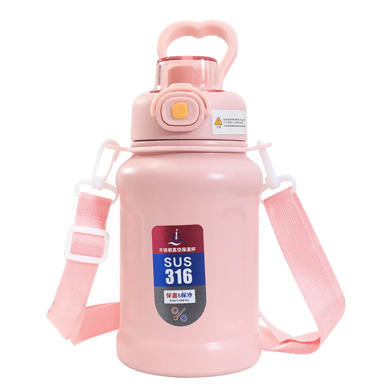 Damen Edelstahl Isolierflasche mit praktischem Tragegurt und innovativem Verschluss Brehn