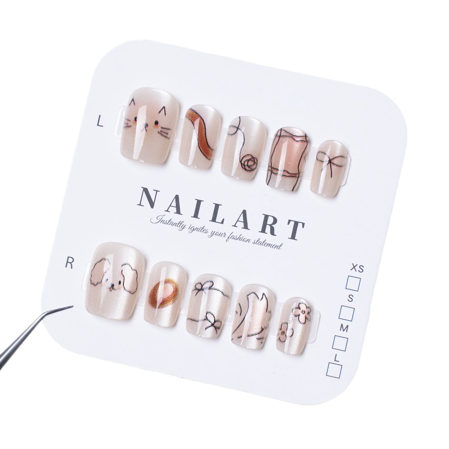 Künstlerisches Tier-Themen Press-On Nagelset Brehn