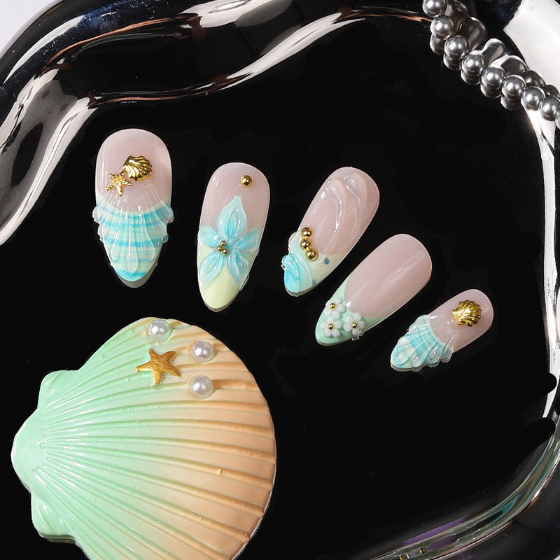 Künstlerisches tropisches floral Press-On Nagelset Brehn