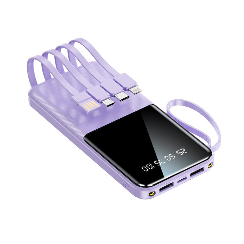 Tragbare Powerbank mit Multifunktionalem Anschluss und Integrierten Ladekabeln Brehn