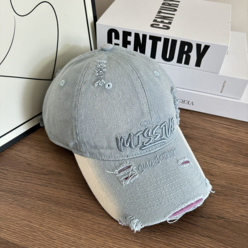 Damen Zerrissene Denim Verstellbare Baseballmütze Brehn
