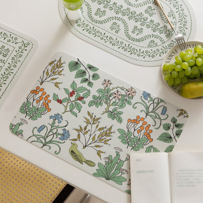 Abwischbare Tischsets aus PU‑Leder mit botanischem Silhouetten‑Design Brehn