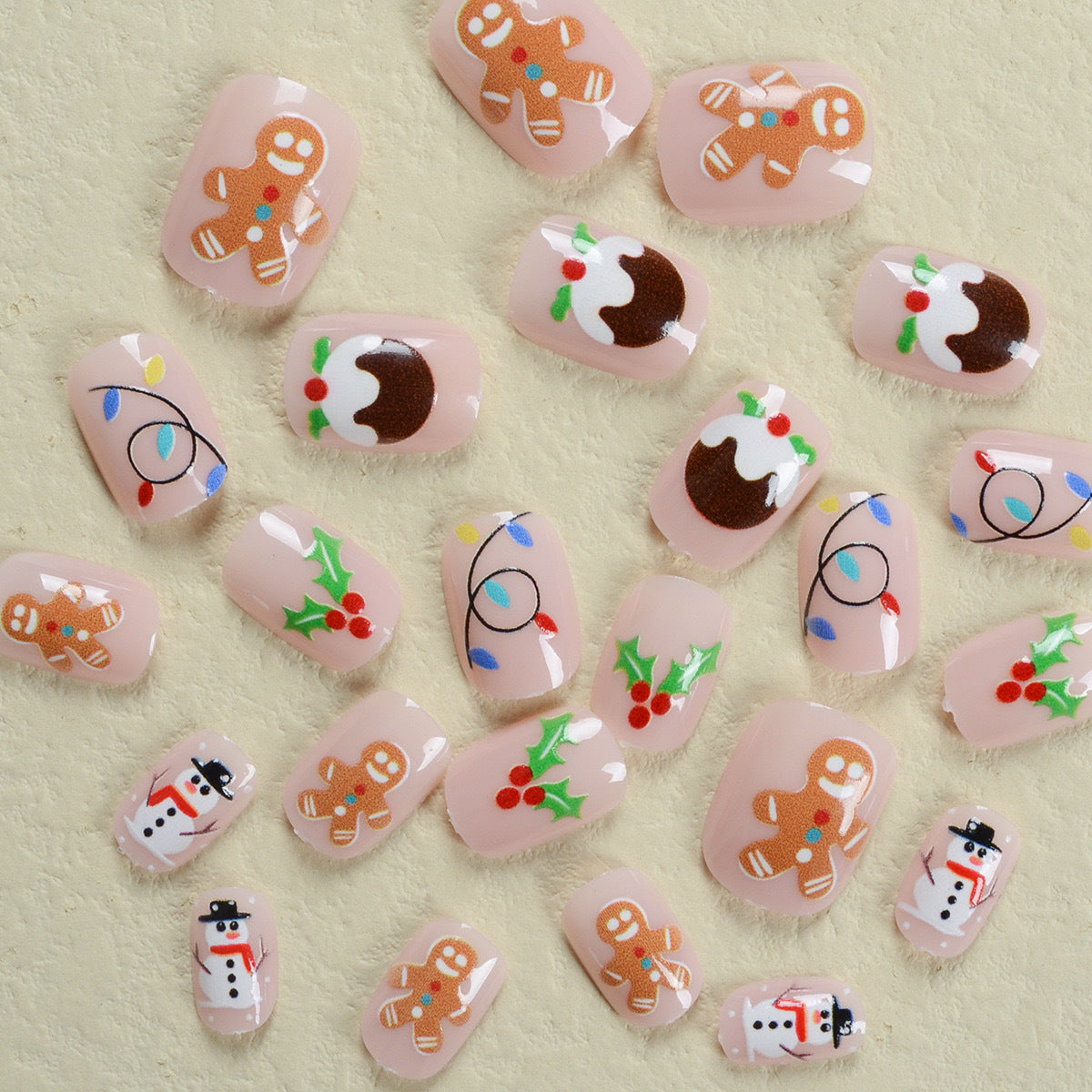 Kunstnagelset mit festlichen weihnachtlichen Motiven Brehn