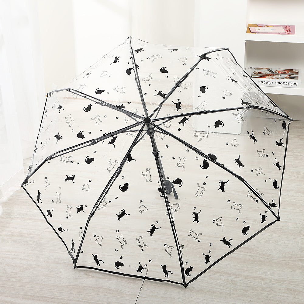 Damen Faltbarer Regenschirm mit transparentem Design und Tiermotiven Brehn