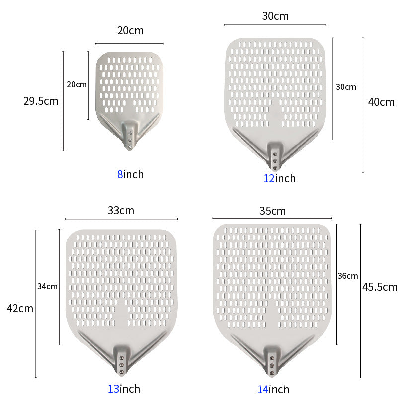 perforierte Aluminium-Pizzaschaufel mit extra langem ergonomischem Griff Brehn