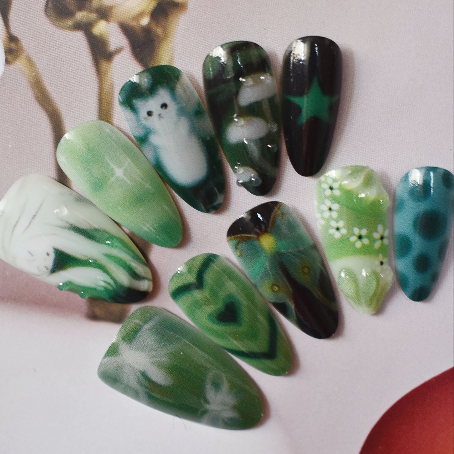 Künstlerische 3D vom Meer inspirierte Press-On Nagelkunst Brehn