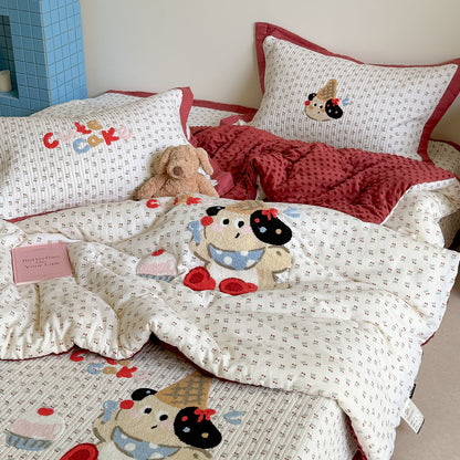 Gepolsterte Baumwolle Kinder Bettbezug und Kissenbezug Set