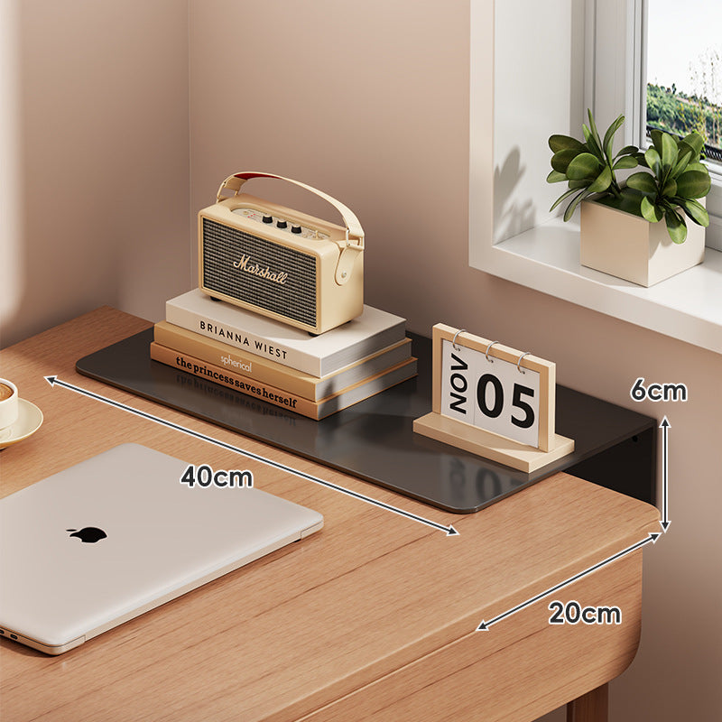 Slim schwebendes wandmontiertes Schreibtischregal Monitorerhöhung mit eleganter, gehärteter Glasoberfläche