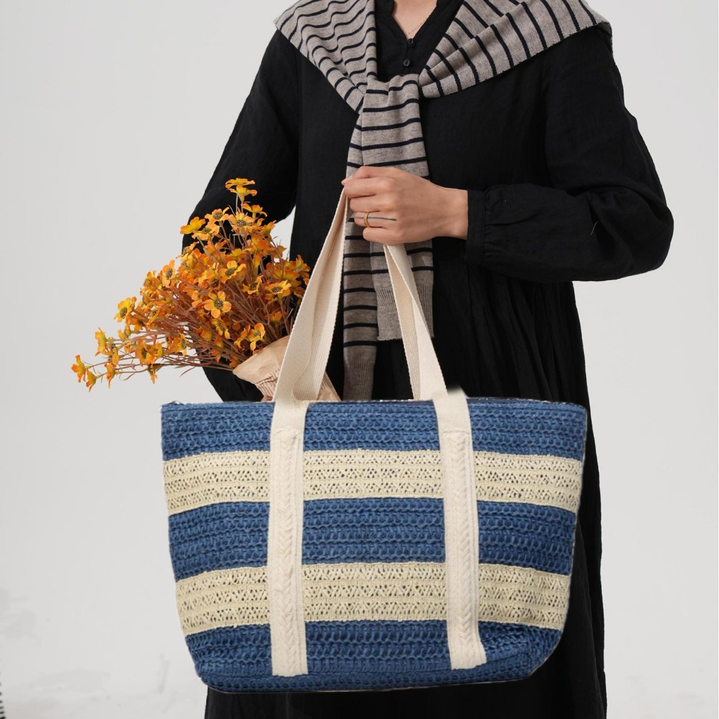 Handgefertigte Strandtasche mit Markantem Streifendesign Brehn