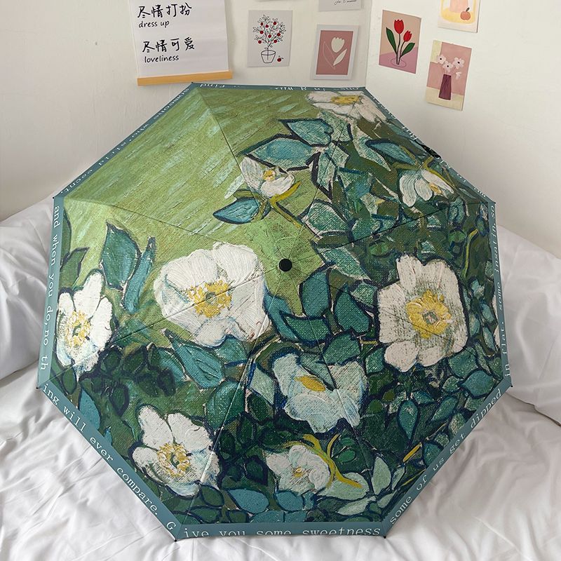 Damen Faltbarer Regenschirm mit floralen Akzenten Brehn