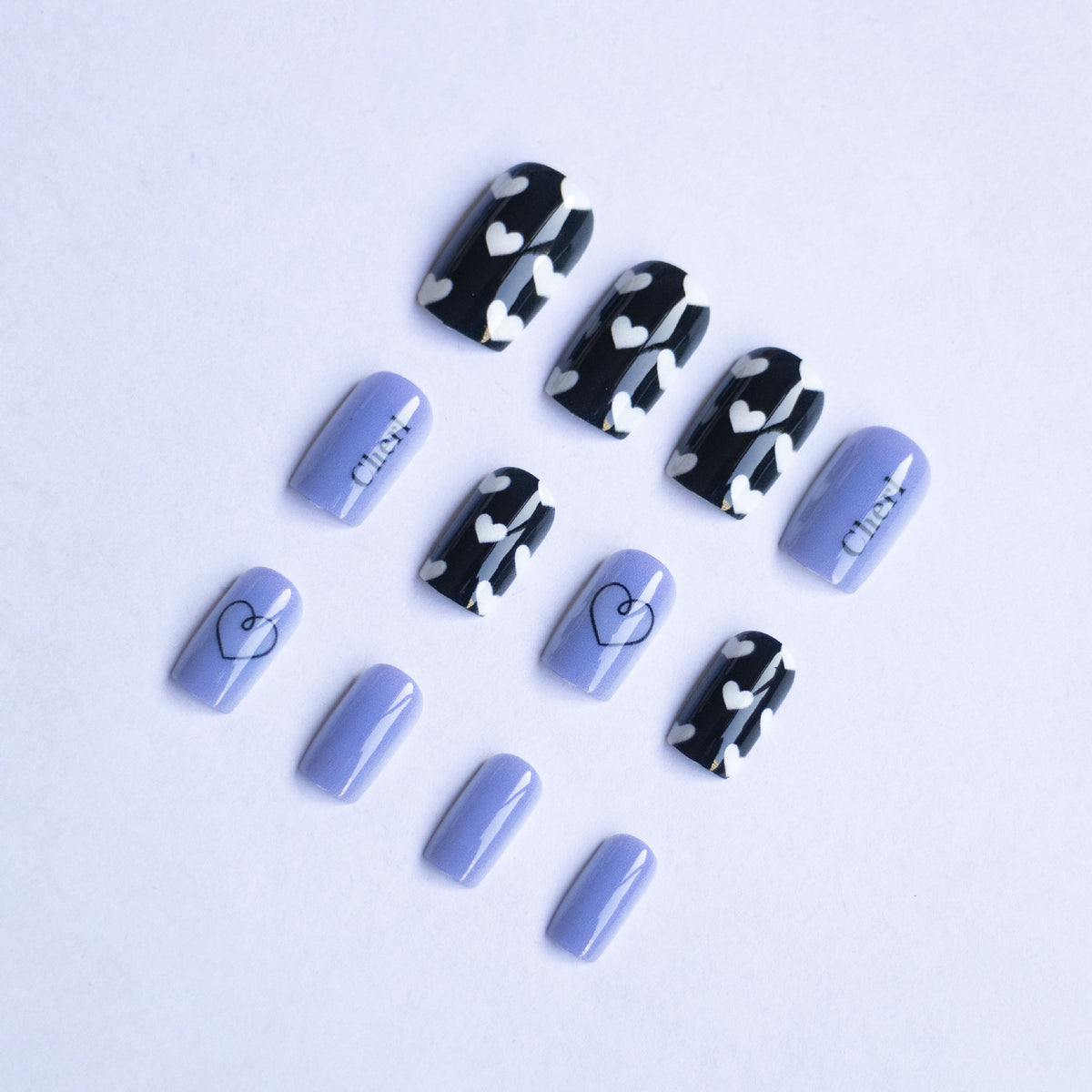 Künstlerisches Herz und Text Nagelkunst Set