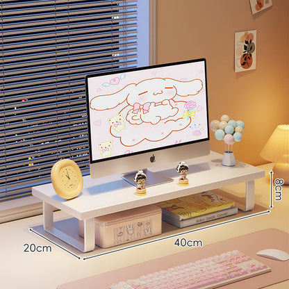 Erhöhter Monitorständer mit Holz-Optik-Oberfläche, Metallrahmen und Unterregal-Stauraum
