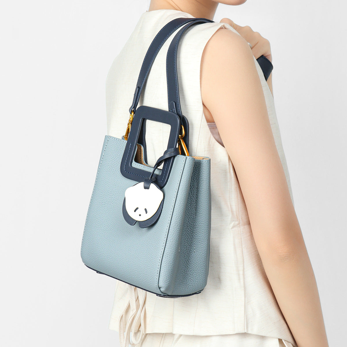 Petite Strukturiertes Genarbtes Quadratgriff Mini Tote