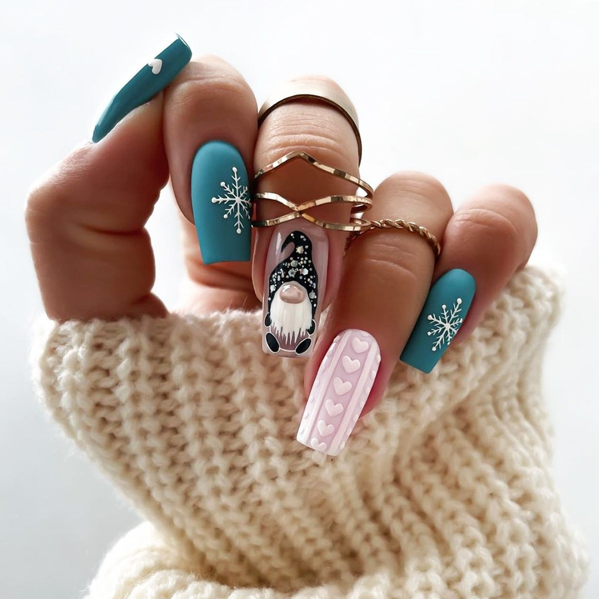 Kunstnagelset mit festlichem Winterthema Brehn