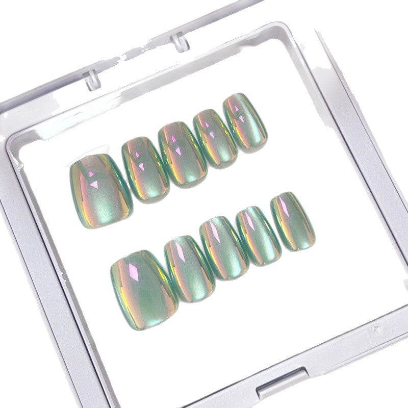 Iridescent Glossy Press-On Nail Set Brehn