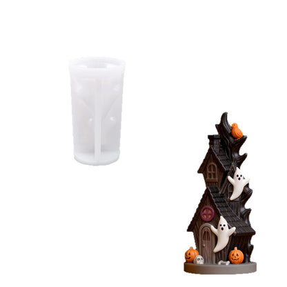 Silikon-Gießform für detaillierte Resin-Halloween-Miniaturhaus- und Figurenformen