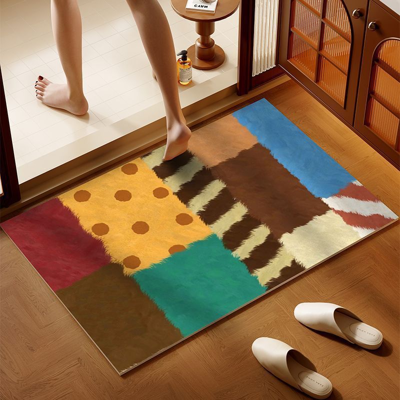 Bunte Patchwork-Badmatte Brehn