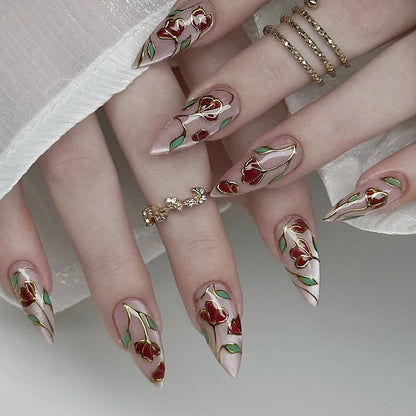 Elegante florale Stiletto-Nagelkunstverlängerungen Brehn