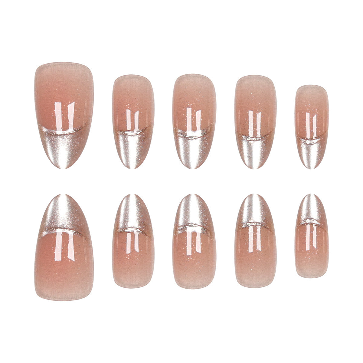 Elegante Stiletto Press-On Nägel mit perlmuttartigem Finish Brehn