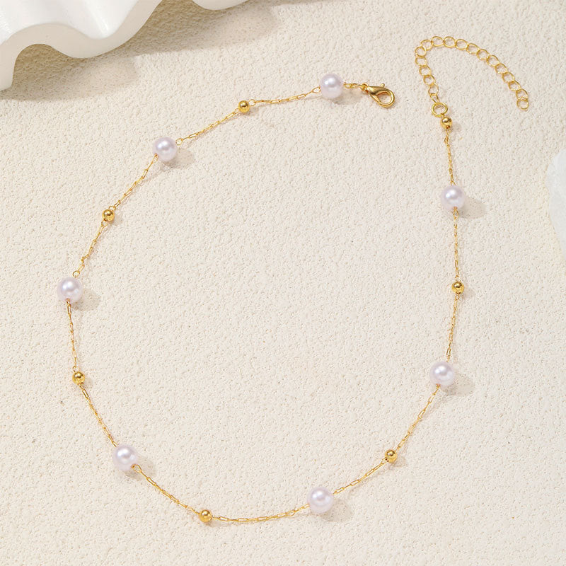 Elegante Perlen- und Goldkette Brehn