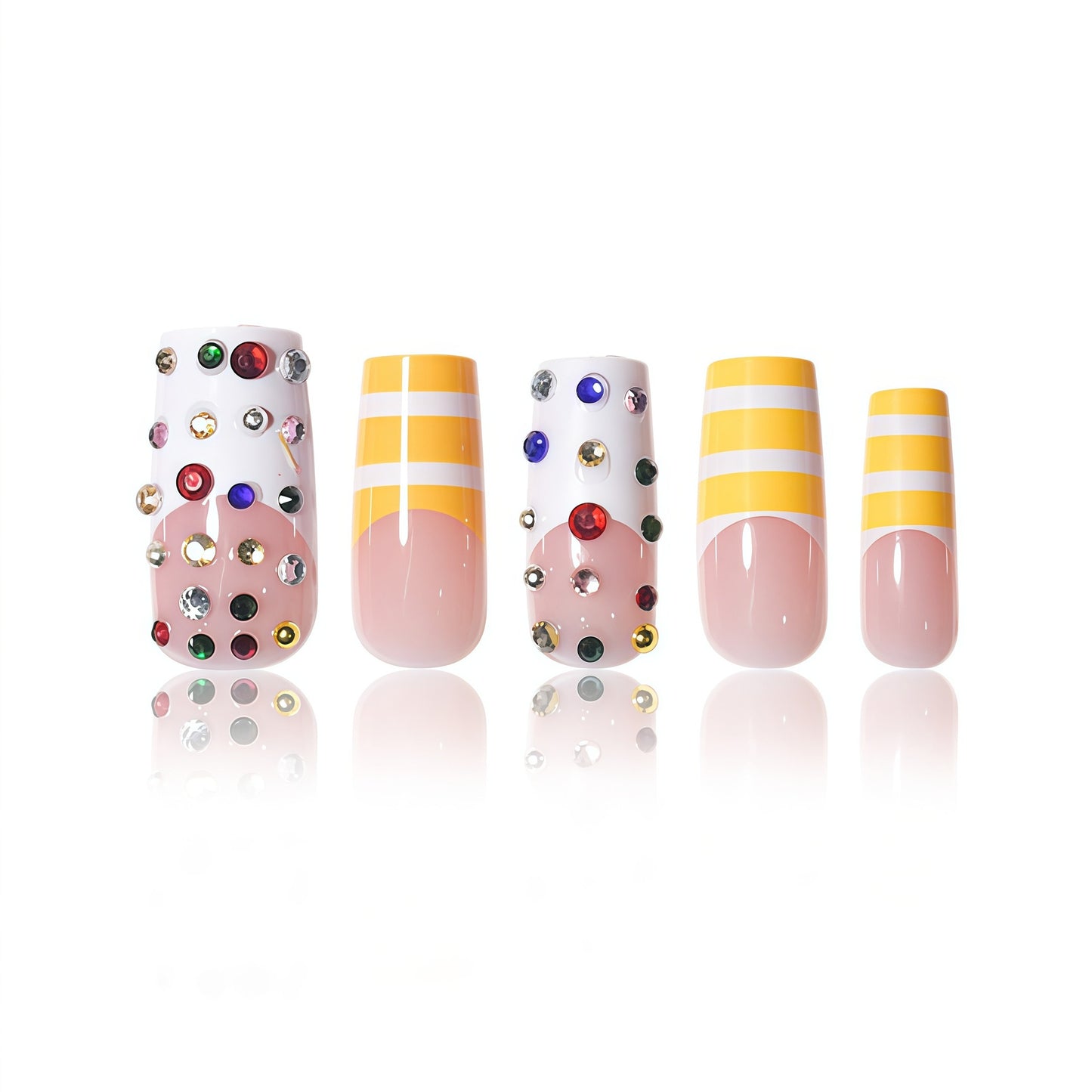 Dekoratives langes Press-On-Nagelset Brehn