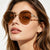 Damen runde Sonnenbrille mit elegantem Metallrahmen und verspiegelten Gläsern Brehn