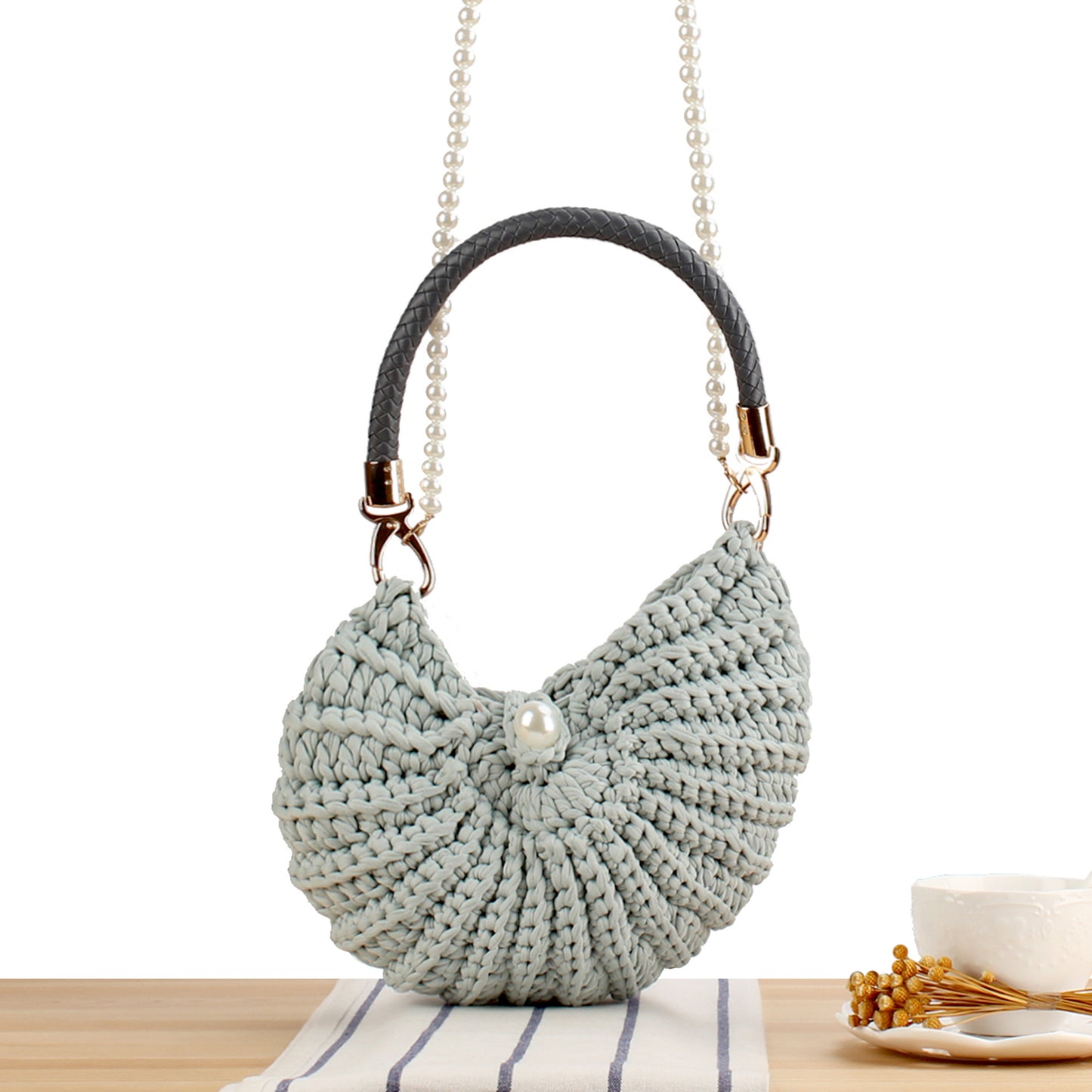 Abendtasche mit Perlverziertem Griff Brehn