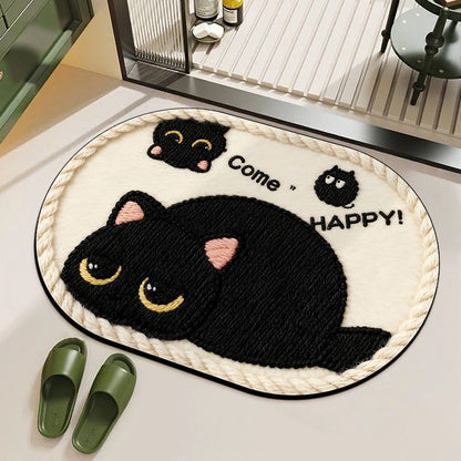 Verspielte katzenmotiv badematte