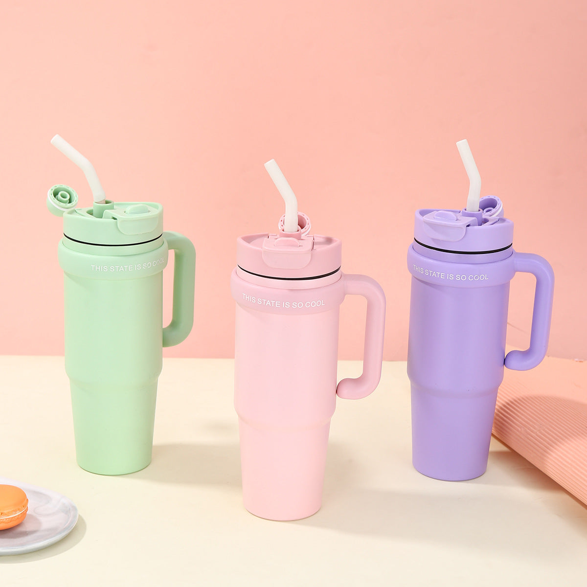 Unisex Trinkbecher mit integriertem Strohhalm Brehn