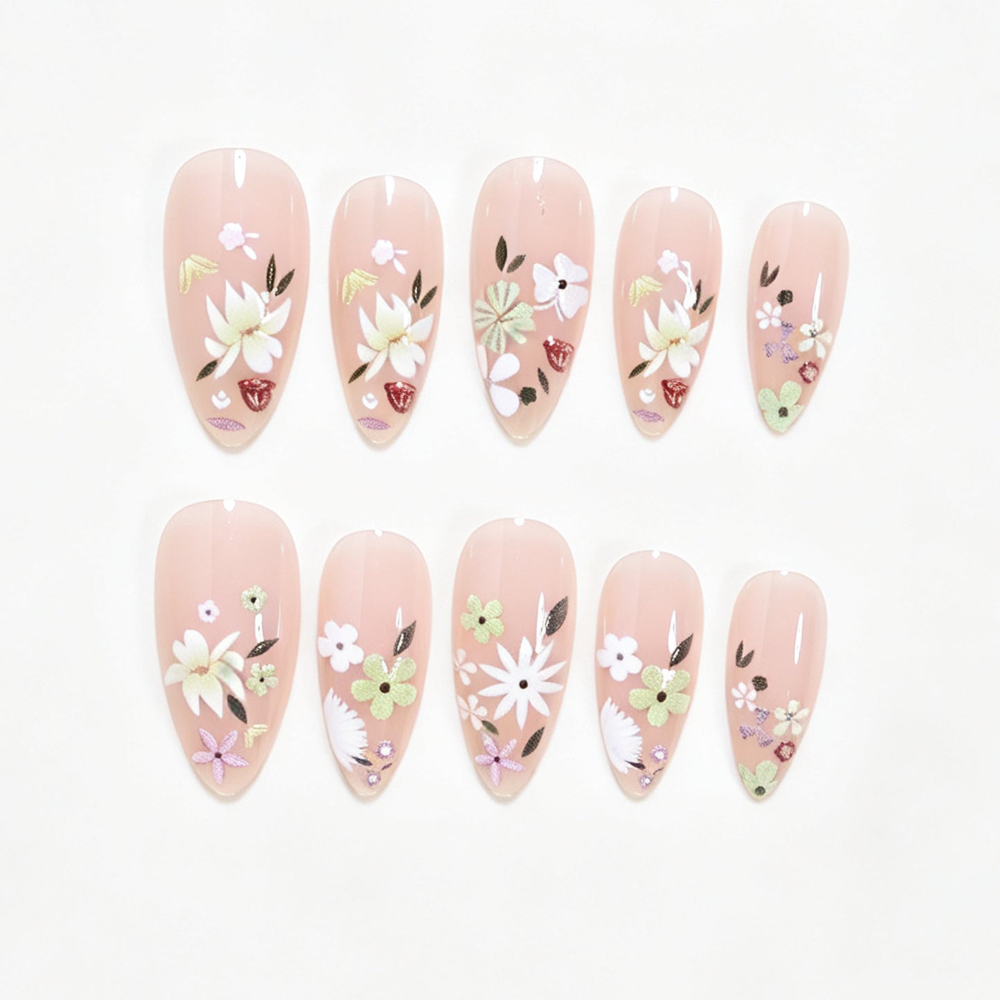 Florale Kunst Acryl Nagelspitzen Brehn