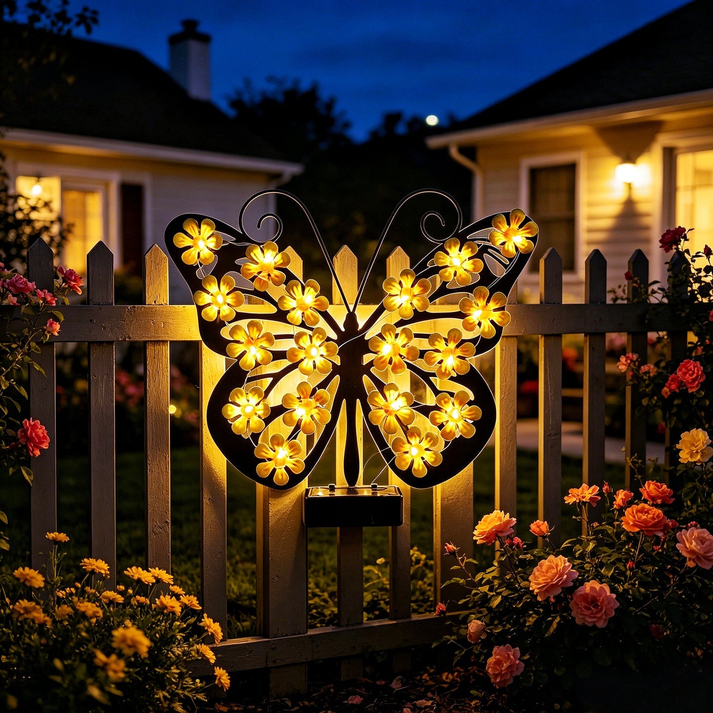 Dekorative LED-Schmetterlingswandlampe mit floralen Micro-LED- Akzenten und batteriebetriebener Steuerung Brehn