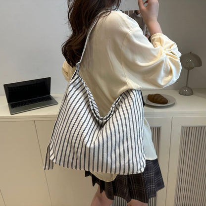 Lässige gestreifte Canvas-Shopper-Tasche Brehn