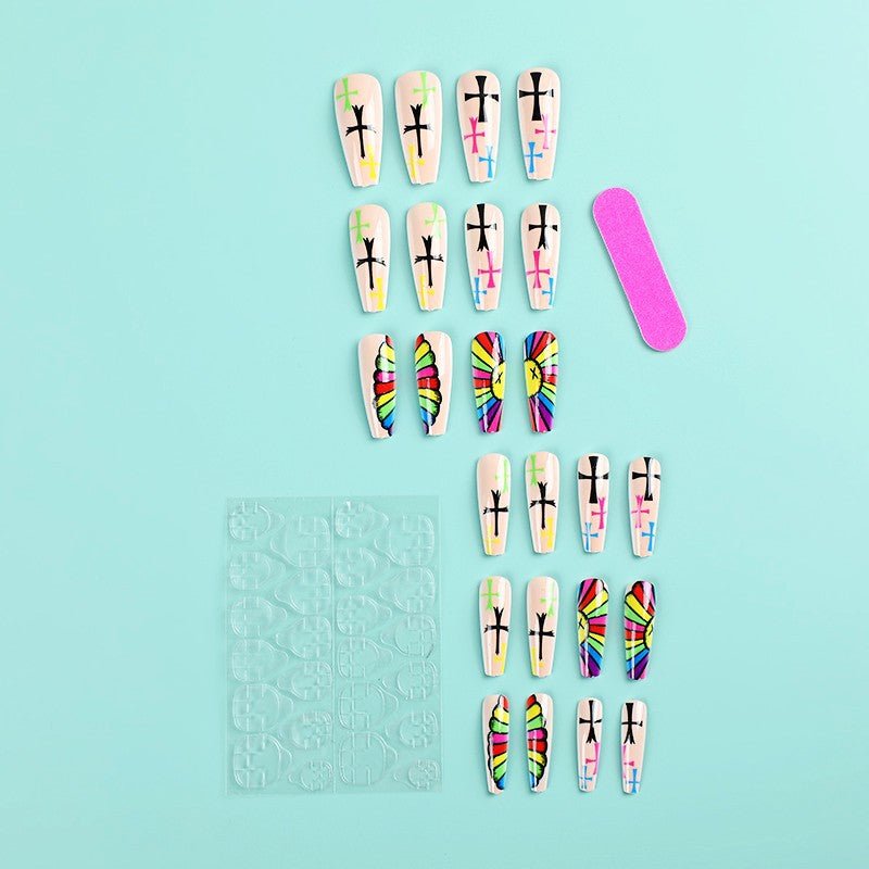 Kunstnägel Set mit kreativem Kreuz-Muster Brehn