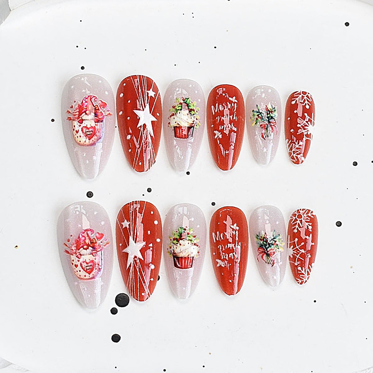 Künstlerisches Press-On-Nagelset mit Kirschblütenmuster Brehn