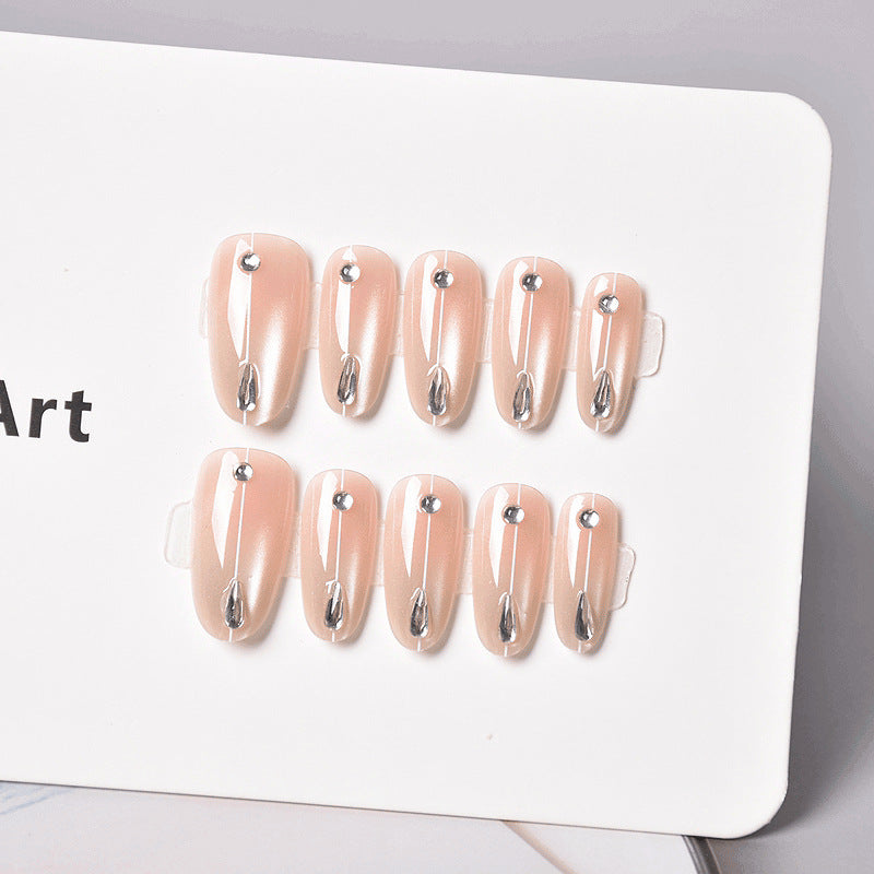 Elegantes Press-On Nagelset mit Strass-Akzenten Brehn