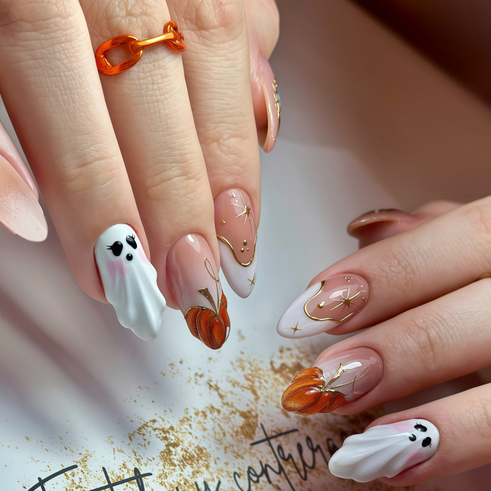 Kreative Kunstnägel mit herbstlichem Design und detaillierten Akzenten Brehn